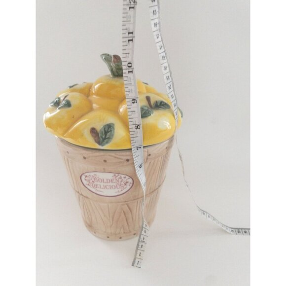 Pfaltzgraff Golden Delicious Apple Basket Ceramic Cookie Jar 11" Dishwasher & Mi - Picture 5 of 12